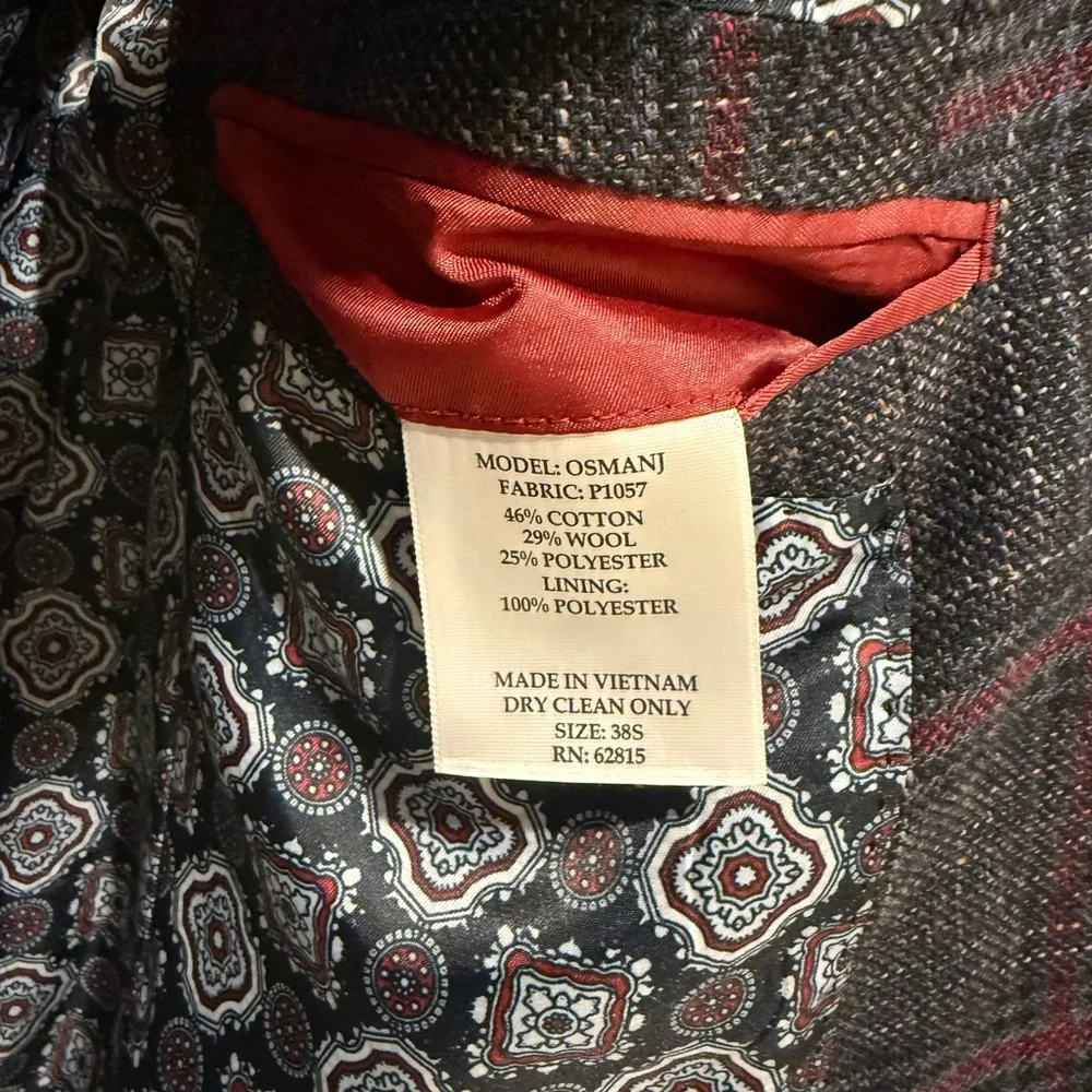 Original Penguin Navy/Burgundy Plaid Sport Coat